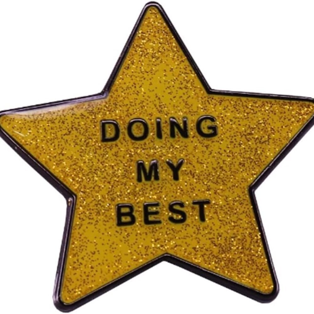 Gold Star Enamel Pin Doing My Best Gold Glitter Star Enamel Brooch Pin Metal Bad